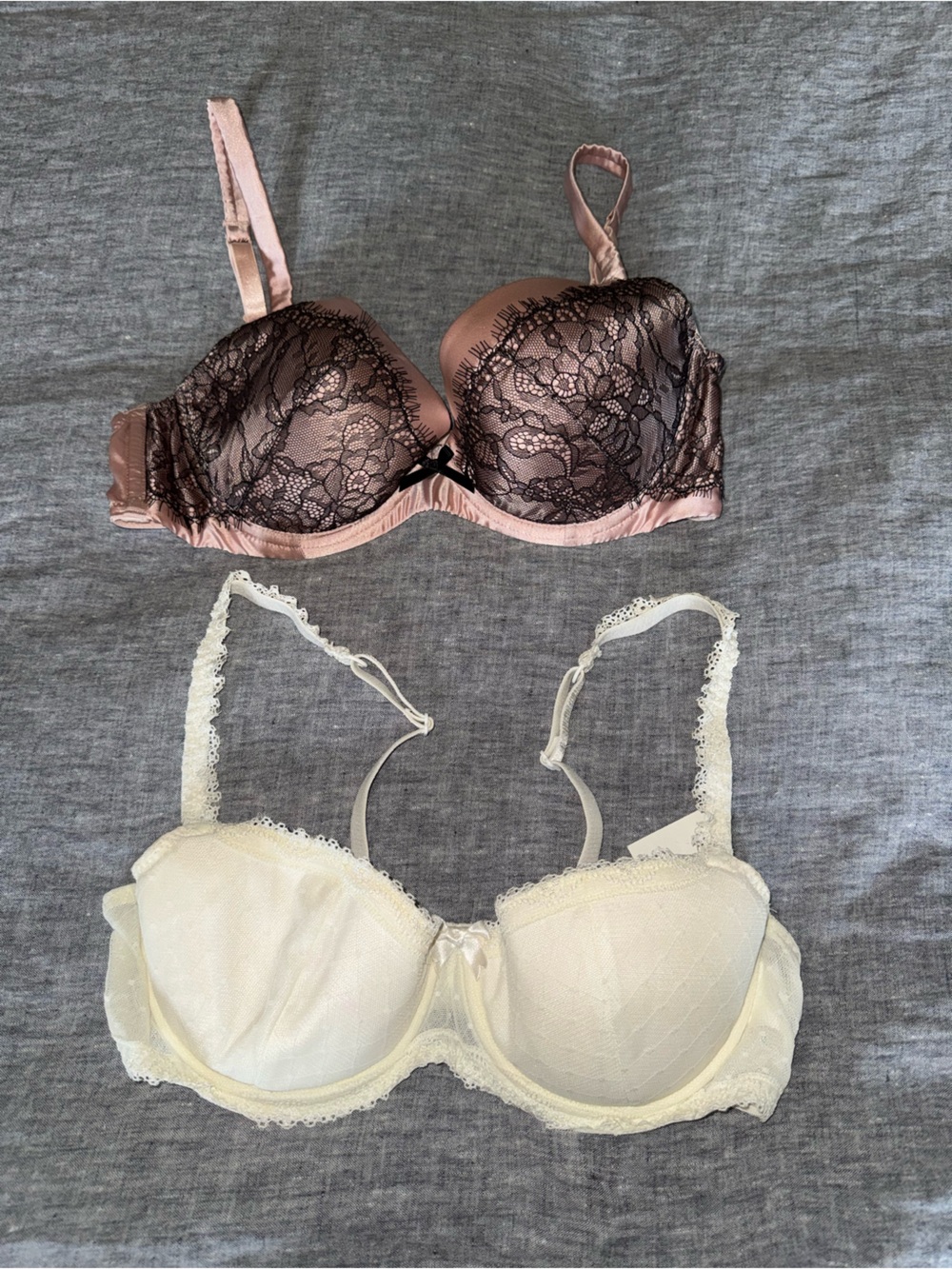 NWT TWO AUTHENTIC H&M WOMEN’S LACE PUSH UP PADDED BRA SIZE 36B